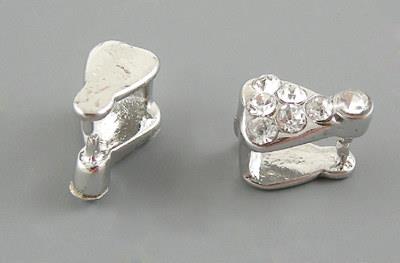 Šlupna platinová, vykřičník malý se štrasovými kaminky, 10 ks