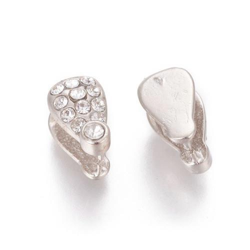 Šlupna platinová, vykřičník velký se štrasovými kaminky, 1 ks