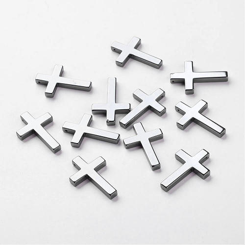 Hematit, křížek bez šlupny, přívěsek, 1 ks