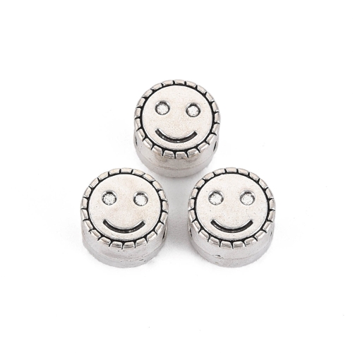 Smajlík, korálek s velkým otvorem, kovový, starostříbrný, 50 ks