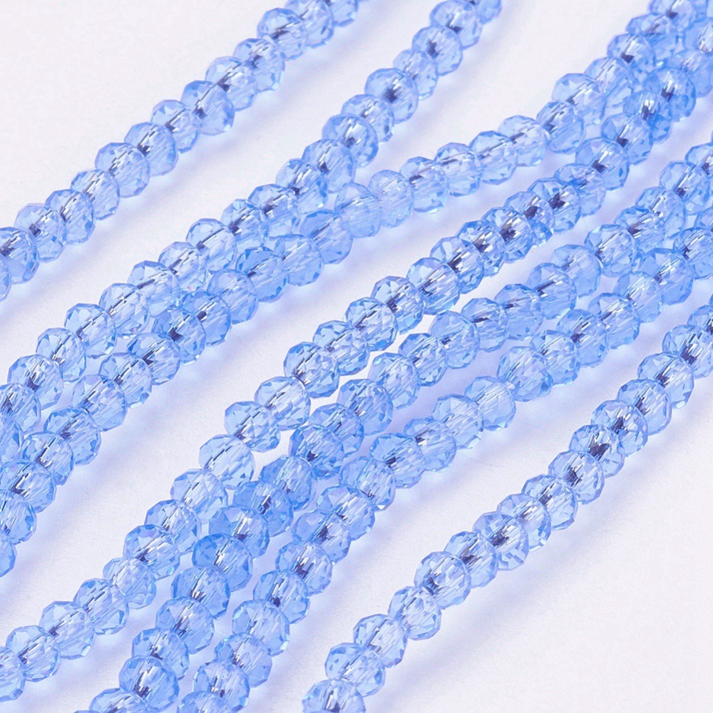Rondelka fasetovaná, 3 x 2 mm, modrá, návlek 35 cm