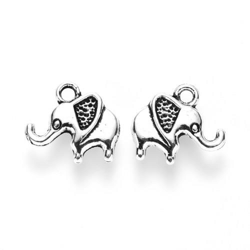Slon 12x14, přívěsek starostříbrný, kovový, 10 ks
