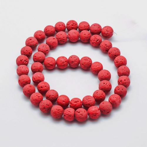 Láva červená, kuličky, 8 mm, návlek