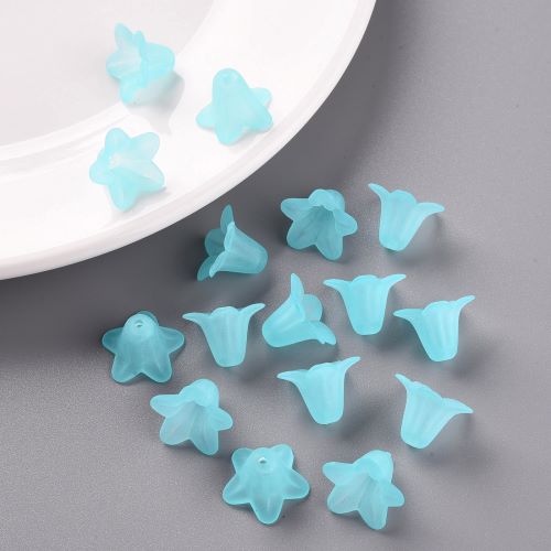 Akrylové zvonky s frost efektem, tyrkysové, 50 ks