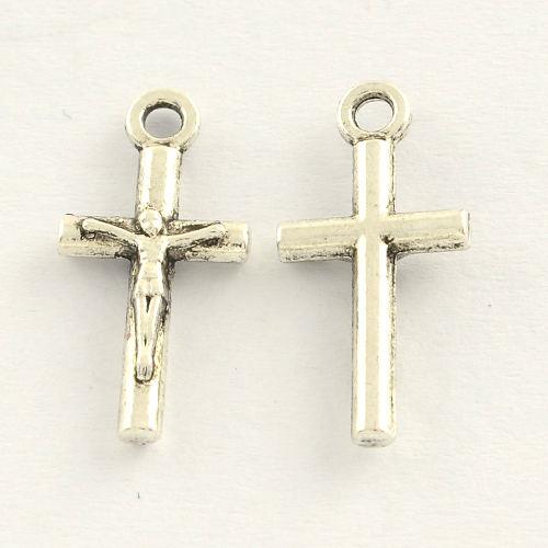 Křížek s Ježíšem 18 x 9, starostříbrný, kovový přívěsek, 50 ks