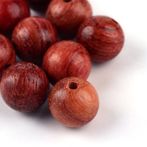 Kuličky santalovo hnědé, dřevěné, 8 mm,  10 ks