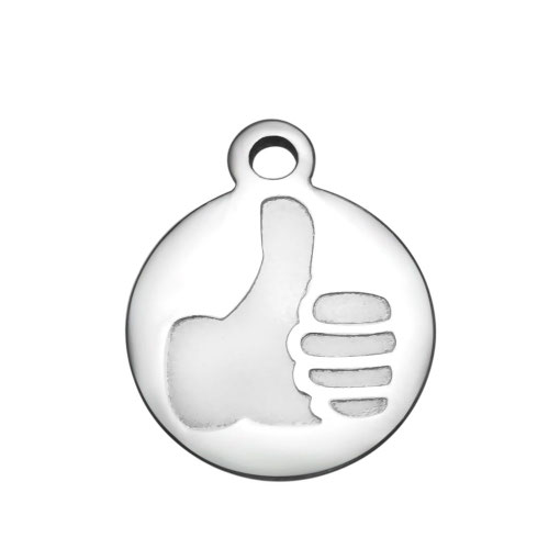 Like, palec nahoru, platinový, chirurgická ocel, 1 ks
