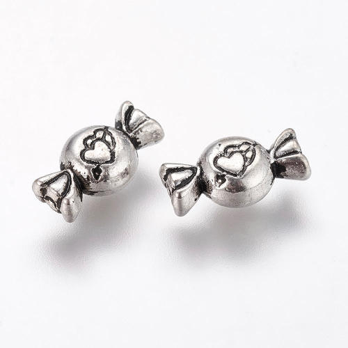 Bonbonek love, korálek, kovový, starostříbrný, 50 ks