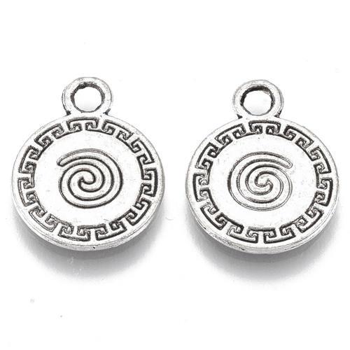 Kolečko s římským vzorem, přívěsek starostříbrný, kovový, 10 ks