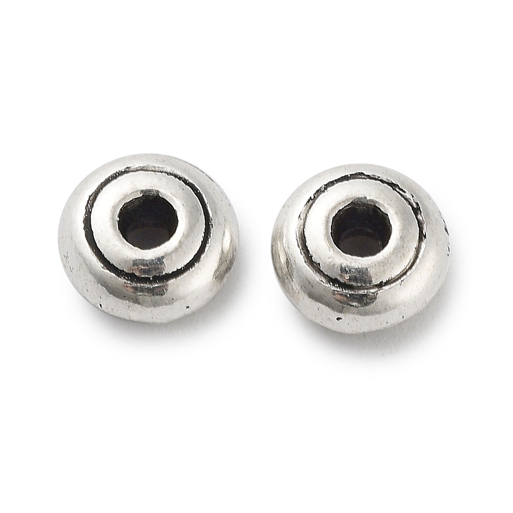 Rondelka s proužkem, korálek starostříbrný, kovový, 30 ks