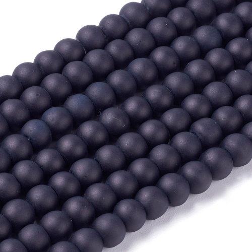 Kuličky s frostefektem černé, skleněné, 4 mm, návlek