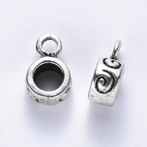 Soudek se spirálkou a očkem, korálek starostříbrný, kovový, 10 ks