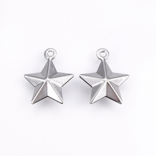 Hvězdička dutá, kovový přívěsek z chirurgické oceli, 10 ks