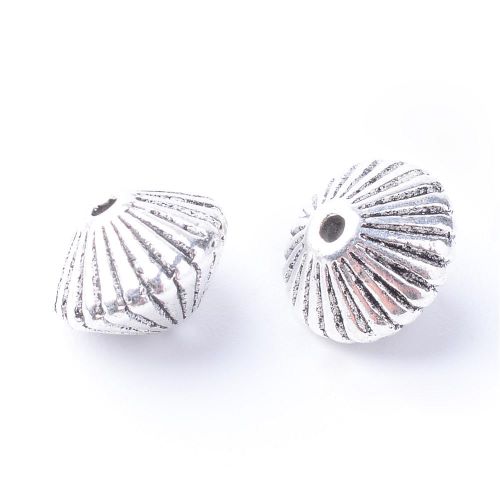 Disk pruhovaný, korálek starostříbrný, kovový, 10ks