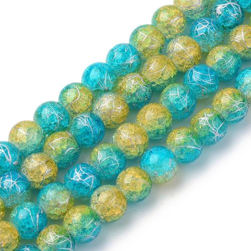 Křišťál popraskaný, tyrkysovo žlutý, kuličky, 8 mm, návlek