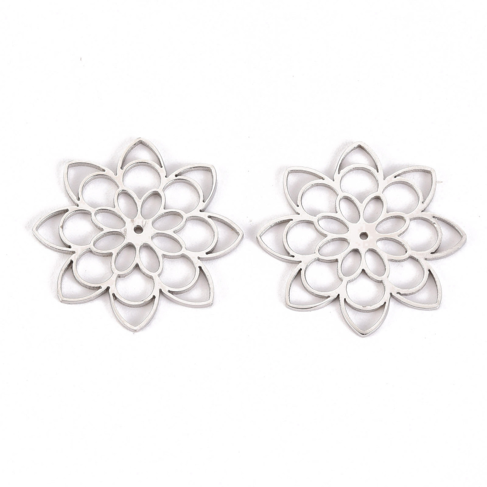 Kytička filigránová, 24 mm, přívěsek, chirurgická ocel, 1 ks