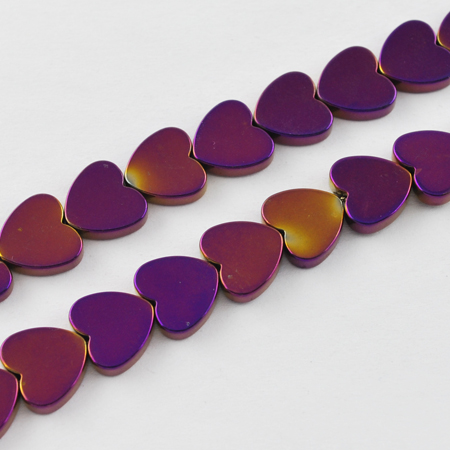 Hematit fialový AB, srdíčka 6 mm, návlek