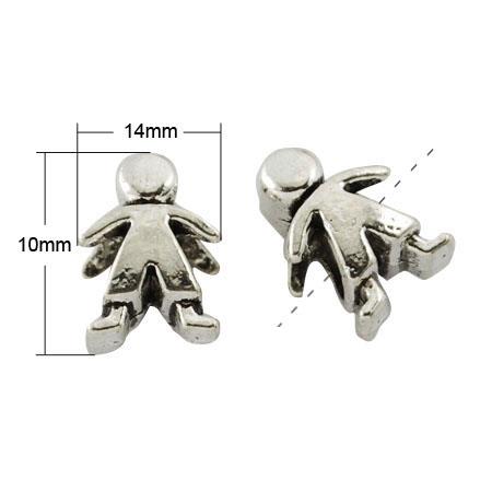 Panáček, korálek s velkým otvorem, starostříbrný, kovový, 50 ks