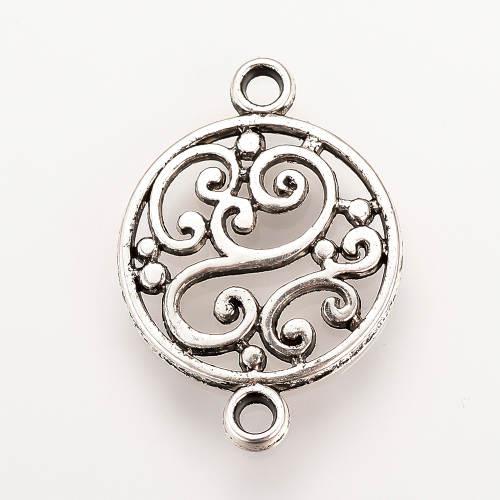 Kolečko filigránové 20, přívěsek se dvěma očky starostříbrný, kovový, 10 ks