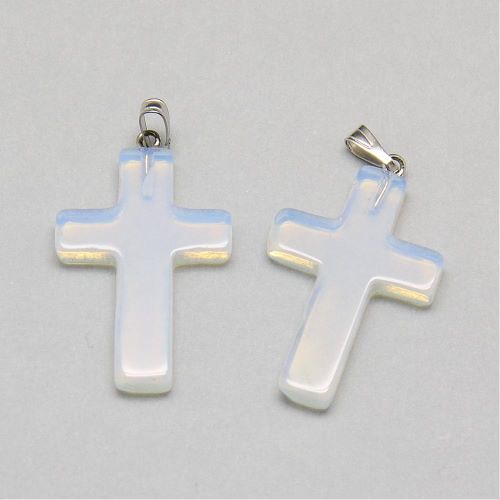 Opalit - křížek 33x20, přívěsek se šlupnou, 1 ks