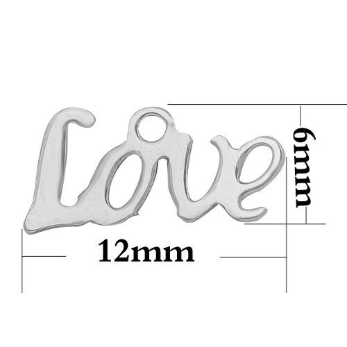 Love, přívěsek, chirurgická ocel, 10 ks