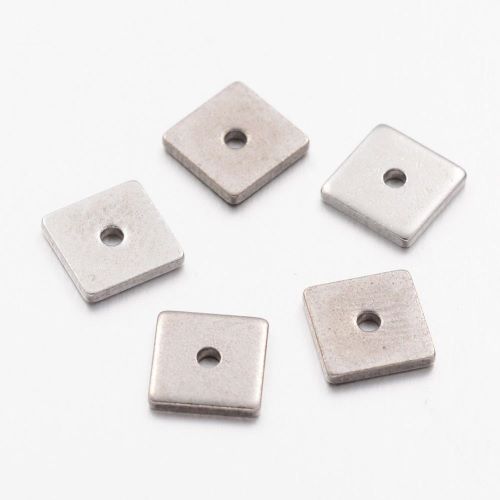 Čtvereček, 8x8 mm, korálek, chirurgická ocel, 10 ks