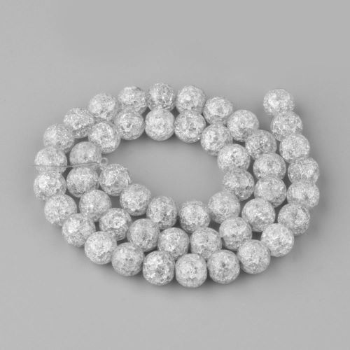 Křišťál popraskaný stříbřitě šedý, kuličky 8, návlek