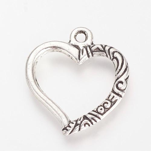 Srdíčko zdobené, obrys, přívěsek starostříbrný, kovový, 10 ks