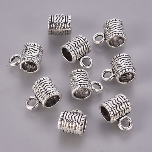 Soudek s vlnkami a očkem, korálek starostříbrný, kovový, 10 ks