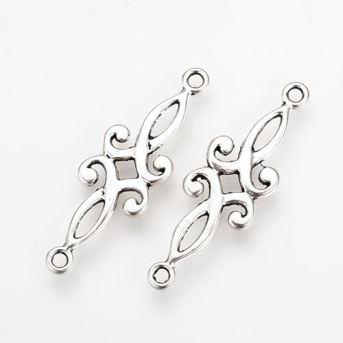 Ornament se dvěma očky, přívěsek starostříbrný, kovový, 10 ks