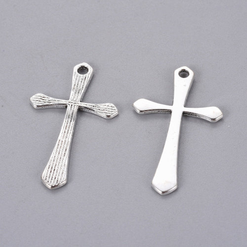 Křížek s rýhami 33x19, přívěsek starostříbrný, kovový, 10 ks