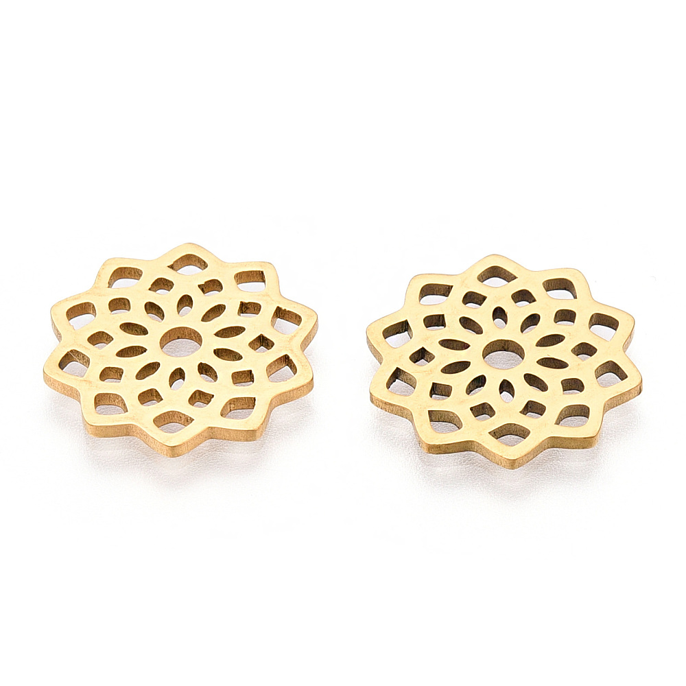 Lotosový květ krajkový, tzv. zlatý,  chirurgická ocel, 1 ks