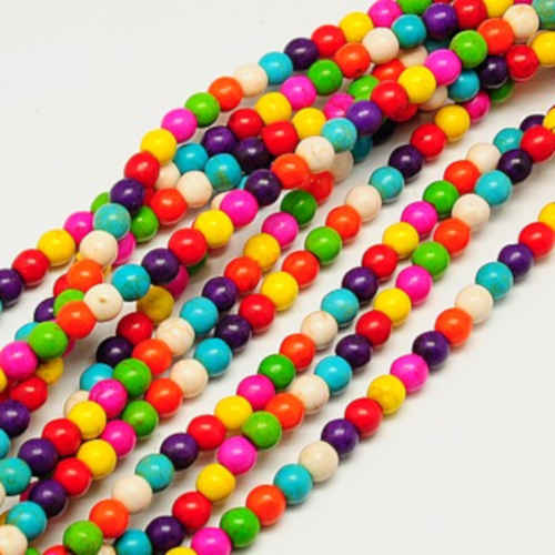 Tyrkys barevné kuličky, 4 mm - návlek