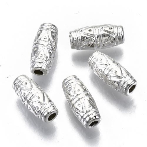 Soudek s trojúhelníčky, korálek tzv. stříbrný, kovový, 10 ks