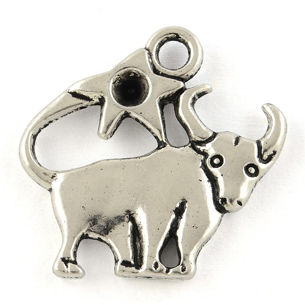 Měsíční znamení BÝK, přívěsek kovový, starostříbrný, 1 ks