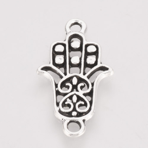 Ruka fatimy se dvěma očky přívěsek kovový, starostříbrný, 50 ks