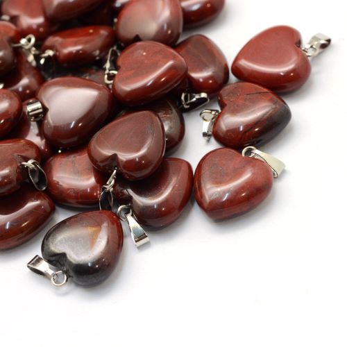 Jaspis červený - srdíčko, přívěsek, 1 ks