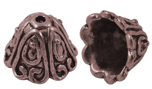 Kaplík s pěti srdíčky staroměděný, kovový, 10 ks