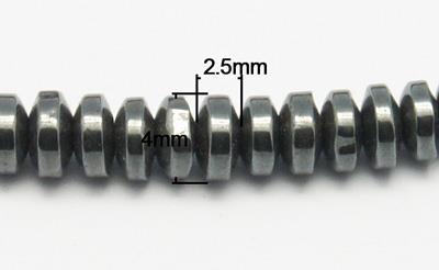 Hematit, rondelky, 4 mm, návlek