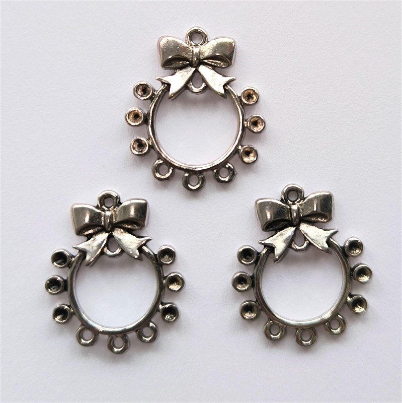 Filigrán kolečko s kytičkou, starostříbrný, kovový, 50 ks