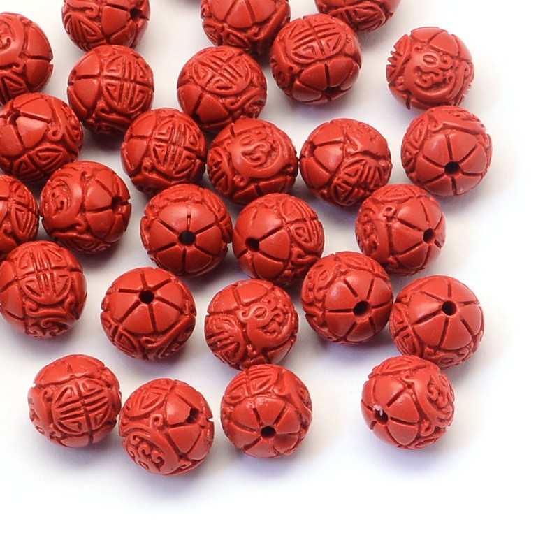 Cinnabar kulička, 8 mm, 150 ks