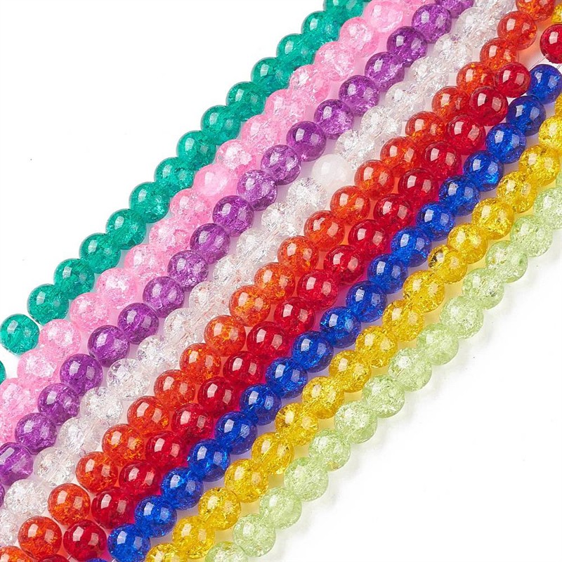 Kuličky popraskané, skleněné, 8 mm, mix, 20 návleků
 (na objednání)