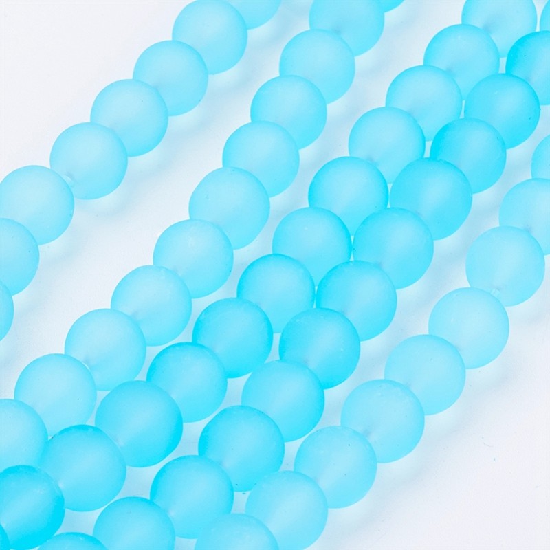 Kuličky s frost efektem, tyrkysové, 8 mm, 20 návleků (na objednání)