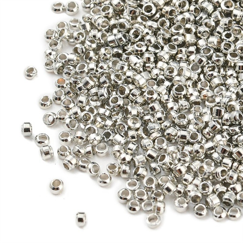 Zamačkávací rokajl platinový, 1,5 mm, 1000 ks