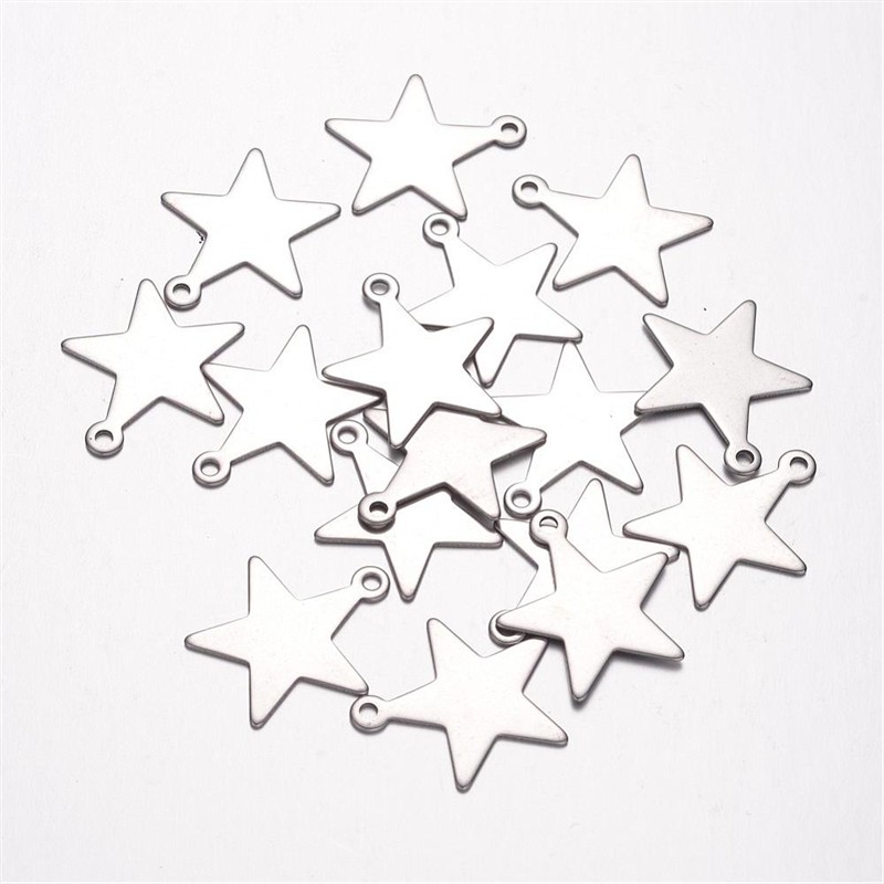 Hvězdička 20x18 mm, přívěsek chirurgická ocel, 10 ks