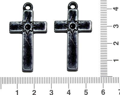 Křížek s hvězdičkou, kovově šedý, plastový, 1 ks