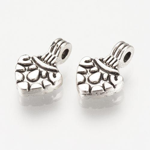 Srdíčko s oválky přívěsek, starostříbrný, kovový, 50 ks