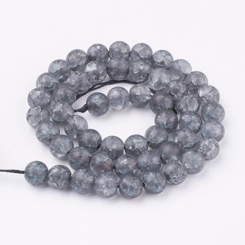 Křišťál popraskaný stříbřitě šedý s frost efektem - kuličky 8 mm - NÁVLEK