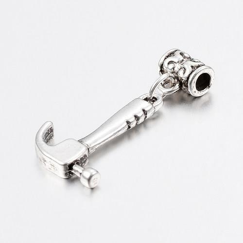 Soudek s kladívkem, kovový, starostříbrný, 10 ks