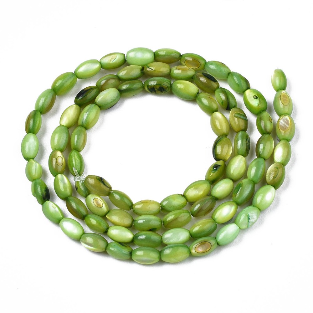 Perleť zelená, rýže, 4x3 mm, návlek